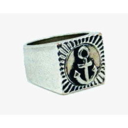 Bague en argent motif ancre