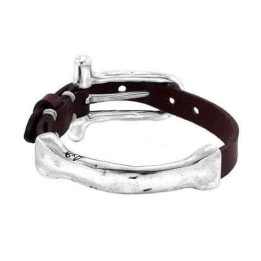 Leather Silver Bar Bracelet - Stylish Cool