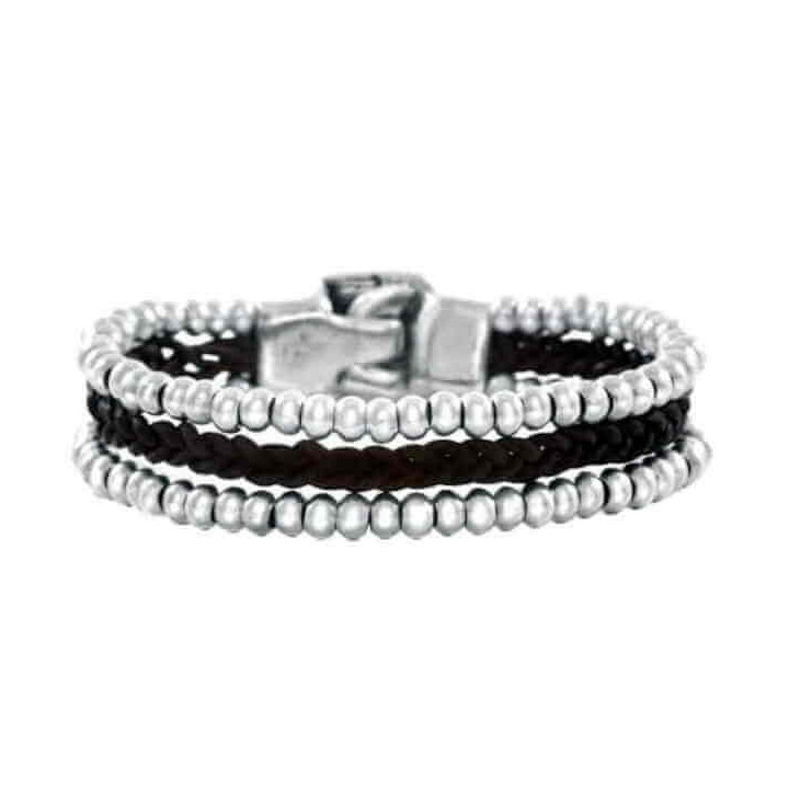 Three-Strand Leather Pearl Bracelet