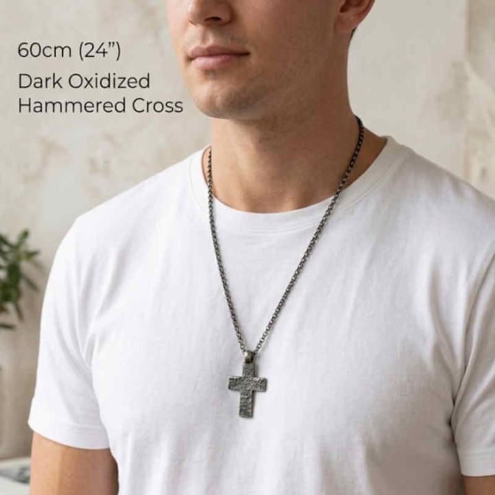 Chaîne Rolo Argent Oxydé Pour Homme