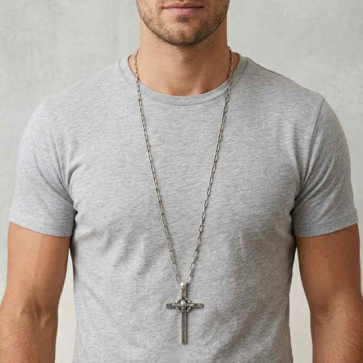 Collier Chaîne Pendentif Croix Crâne