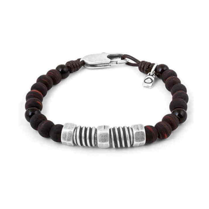 Pulsera Lava Piedras Marron Oscuro