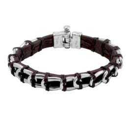 Leather Bracelet Silver Links
