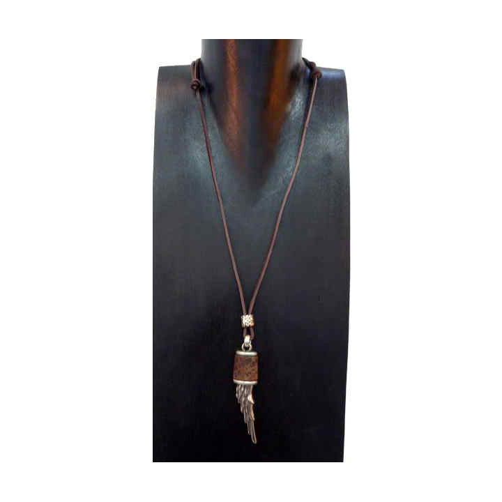 Collier Cuir Aile d'Ange