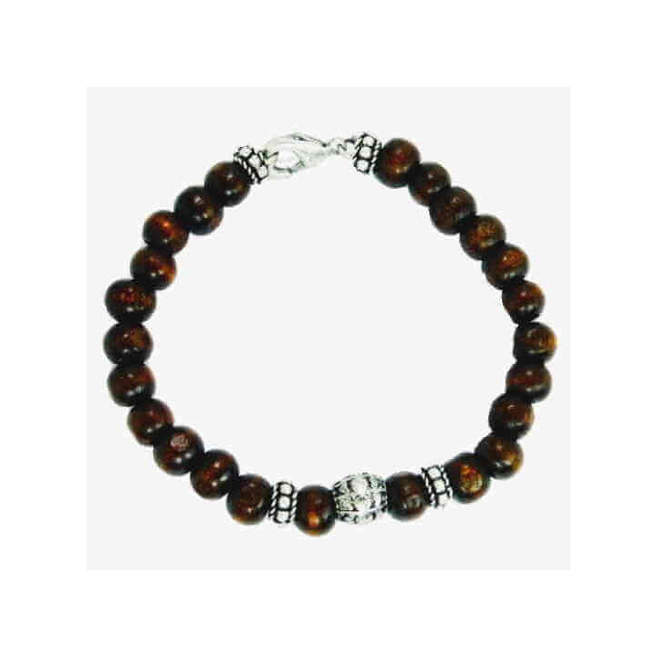 Bracelet Perles Bois Marron
