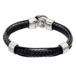 Fein Geflochtenes Schwarzes Lederarmband