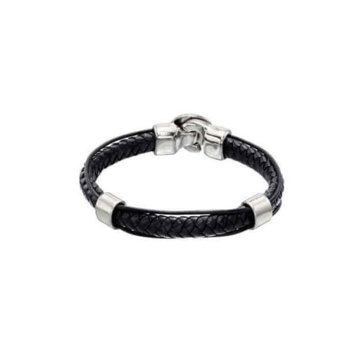 Bracelet Cuir Tresse Noir